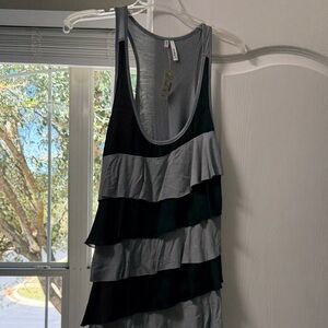 Studio Grey and Black Layered Ruffle Tank Top